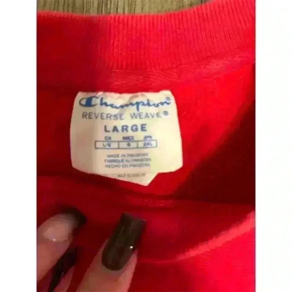 Vintage Champion Women’s Large Red Reverse Weave Sweatshirt Pullover - Picture 8 of 11
